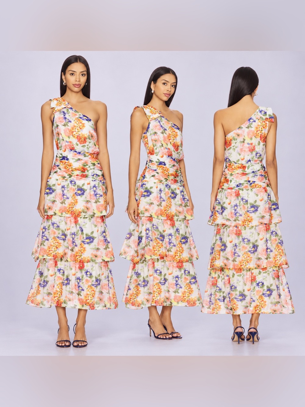 ASTR The Label $168 Natali Floral One Shoulder Maxi Dress S NWT